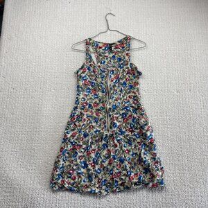 Ripe Dress Womens Sz 11 Multicolor Floral Boho CottageCore Front Zip Peasant